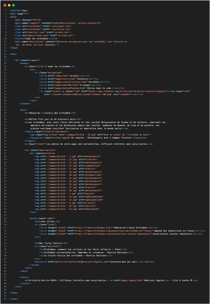 capture du code html